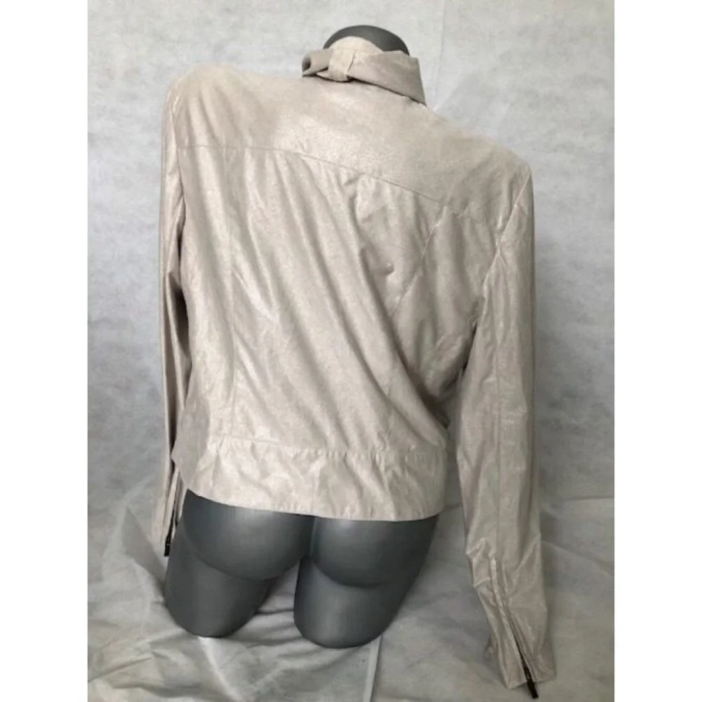CREAM SHIMMER DRAPE FRONT JACKET - Picture 3 of 4